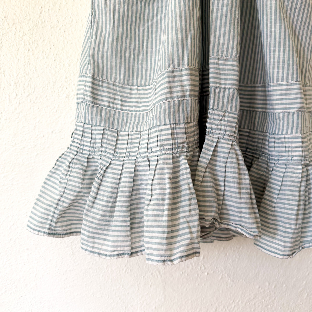 Celandine x Anthropologie Cotton Seersucker French Grey Stripe Summer Mini Dress | XXS