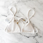 H&M White Textured Fabric Triangle Bikini Top | XS