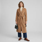 Mango MNG Handmade Wool Blend Belted Trench Coat in Camel | XS