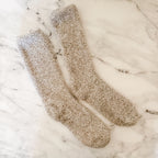 Barefoot Dreams CozyChic Heathered High Socks in Stone White Marl | OS