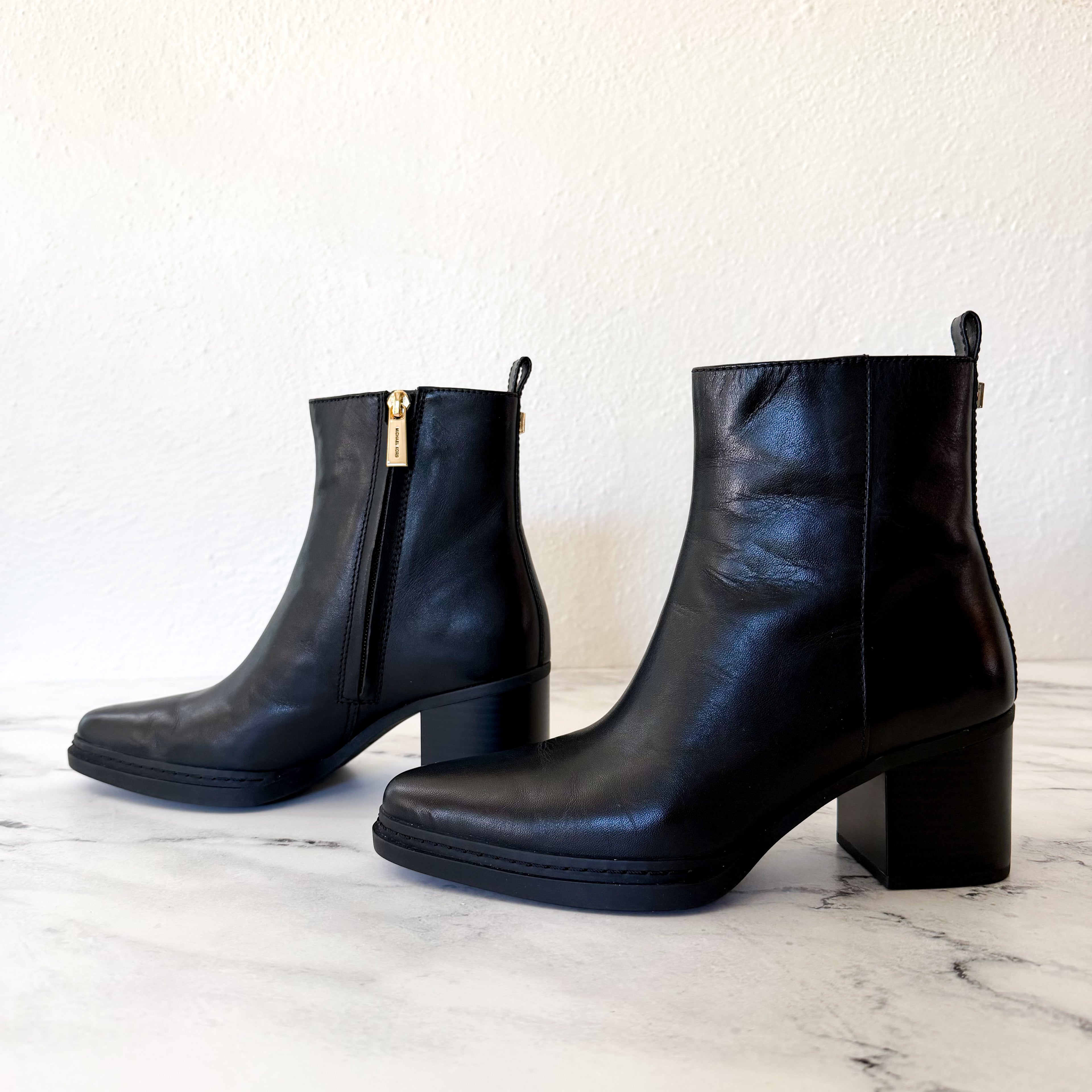 MICHAEL Michael Kors Leather Lex Ankle Bootie in Black | 6.5
