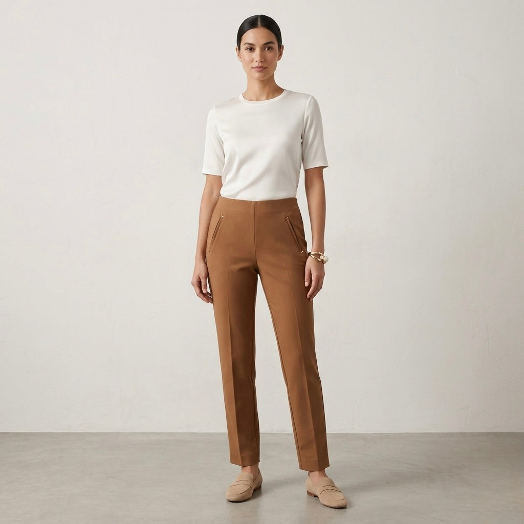 Chico's Caramel So Slimming 360 Juliet Trim Detail Ankle Slim Leg Pant | 00R