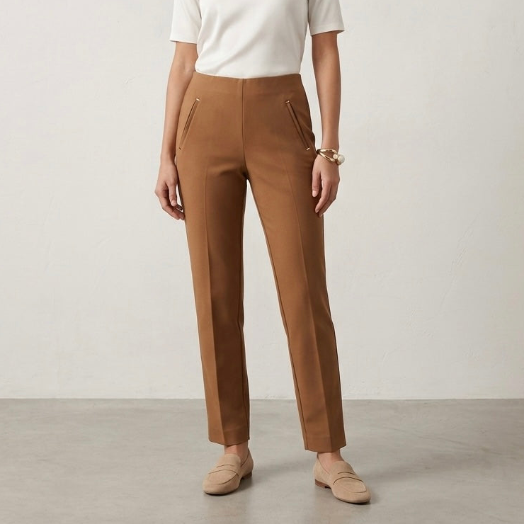 Chico's Caramel So Slimming 360 Juliet Trim Detail Ankle Slim Leg Pant | 00R
