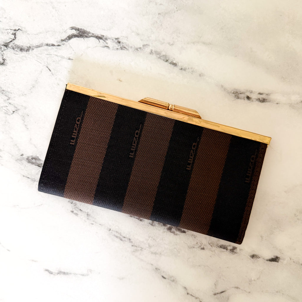 Vintage Small Fendi Pequin Striped Snap Top Coin Wallet