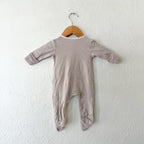 Mori Organic Cotton Brown Stripe Long Sleeve 2-Way Clever Zip Footie Sleeper | 0-3m