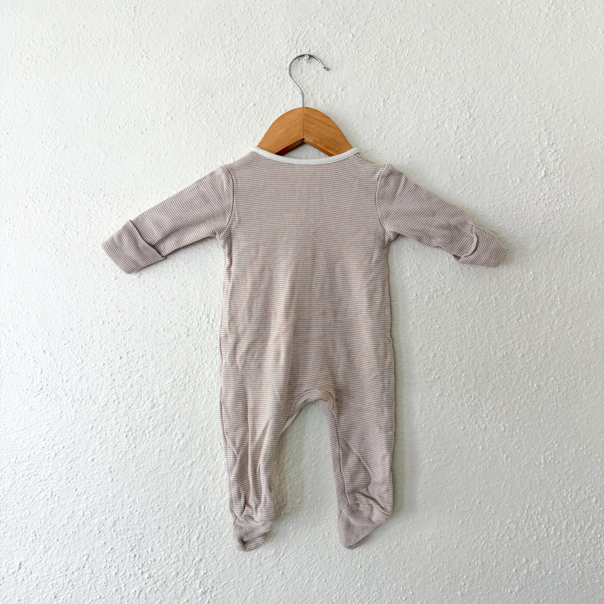 Mori Organic Cotton Brown Stripe Long Sleeve 2-Way Clever Zip Footie Sleeper | 0-3m