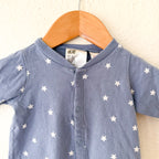 H&M Ocean Blue Cream Stars Snap Long Sleeve Jumpsuit | Premie