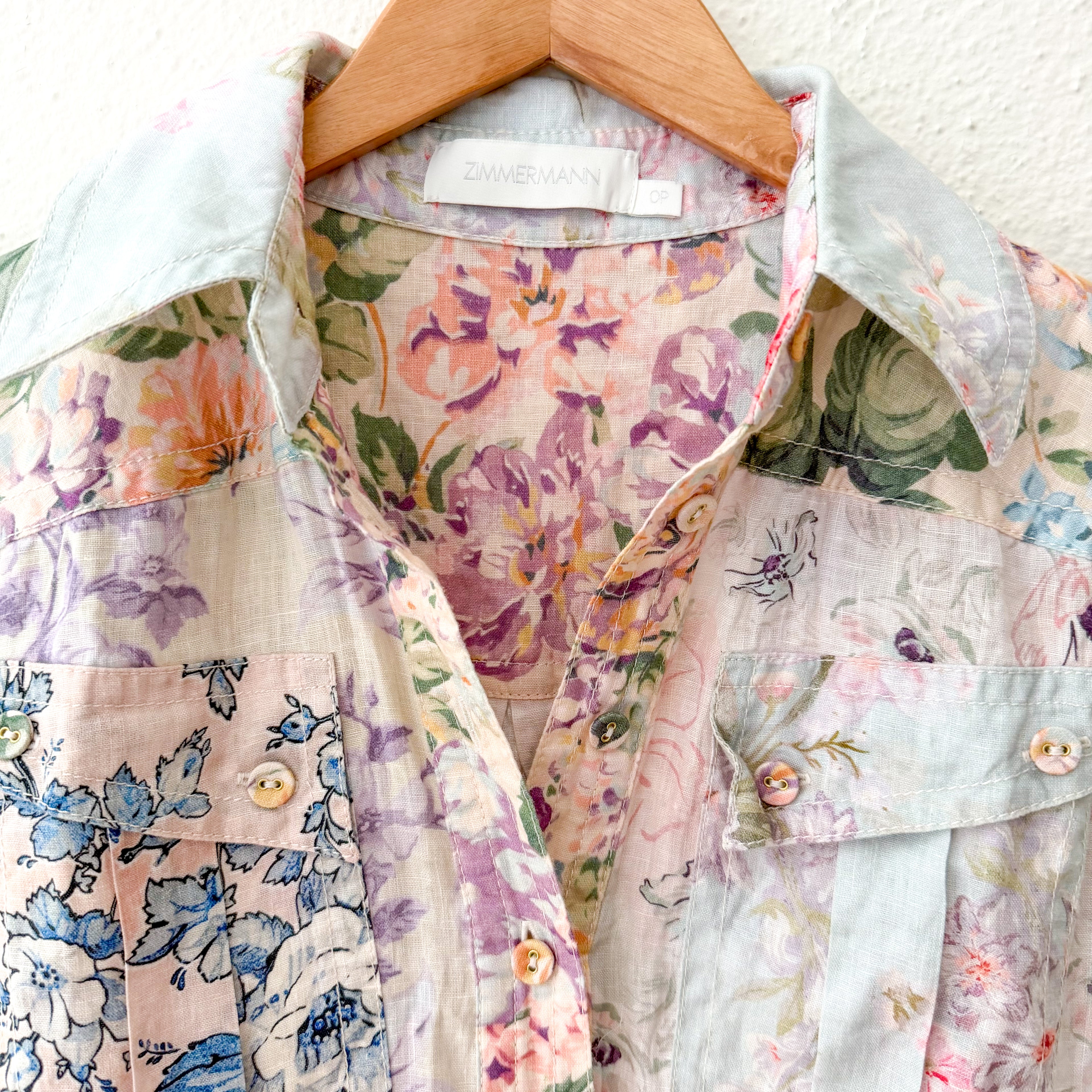ZIMMERMANN Petite Halliday Linen Floral Printed Romper | 0P
