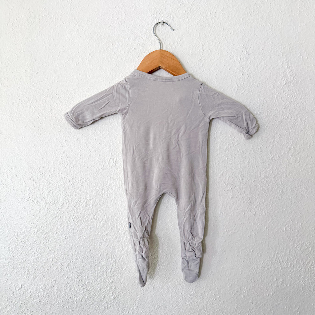 Kyte Baby Silver Grey Bamboo 2-Way Zipper Footed Sleeper | 0-3m