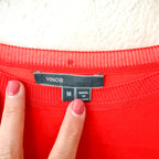 Vince 100% Silk Fire Orange Sheer Pocket Tee |  M
