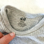 H&M Basics Heather Grey Ribbed Cotton Long Sleeve Bodysuit | 9-12m
