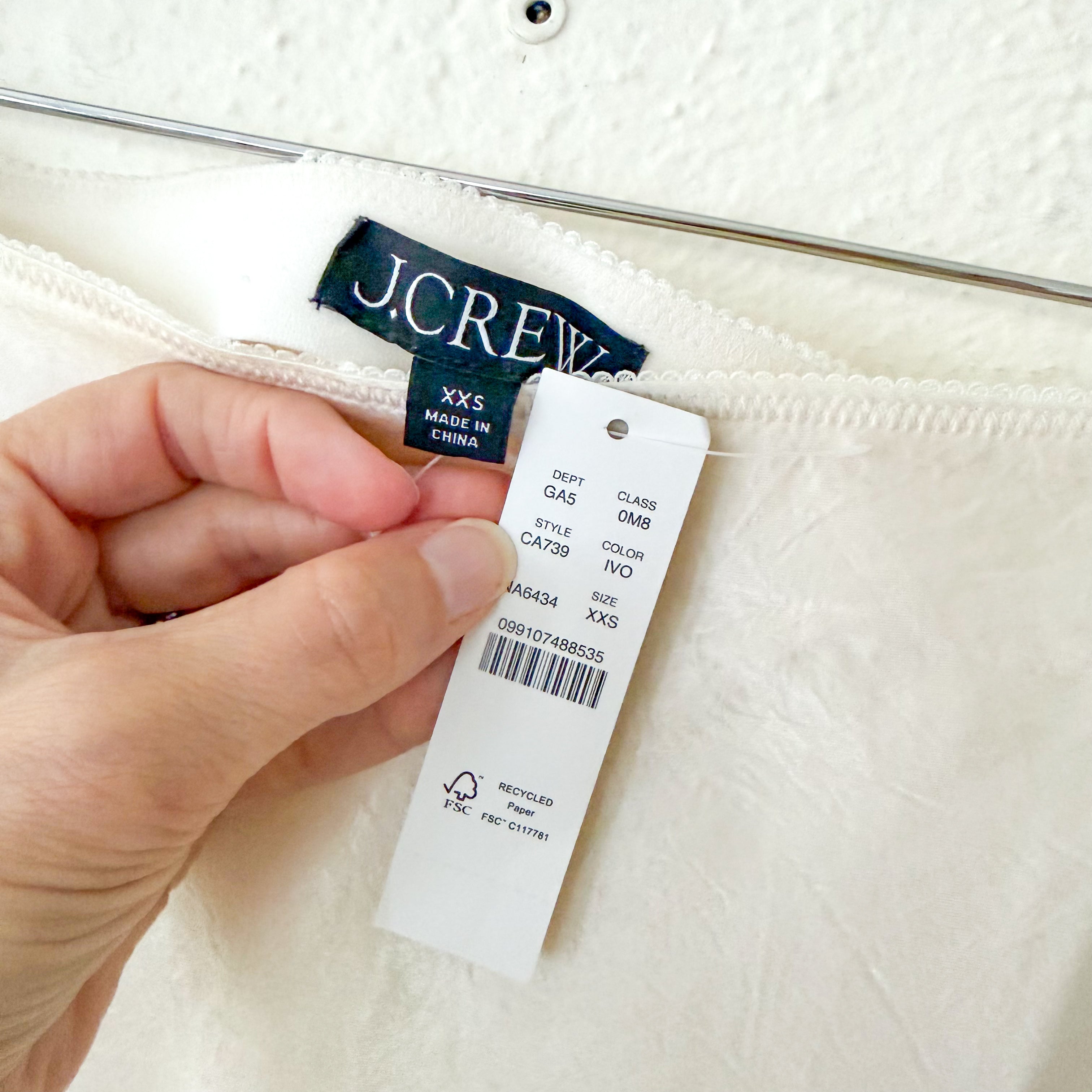 J.Crew Gwen Lace-Trim Slip Skirt in Textured Cream Satin | XXS