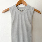 Open Edit Sleeveless Crewneck Sequin Ribbed Midi Sweater Dress in Ice Grey | XS