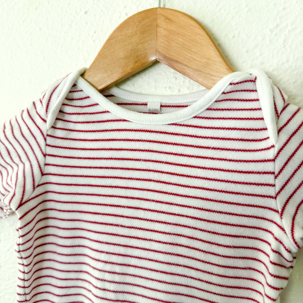 Mori Organic Cotton Red White Stripe Long Sleeve Bodysuit | 9-12m