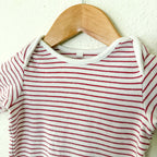 Mori Organic Cotton Red White Stripe Long Sleeve Bodysuit | 9-12m
