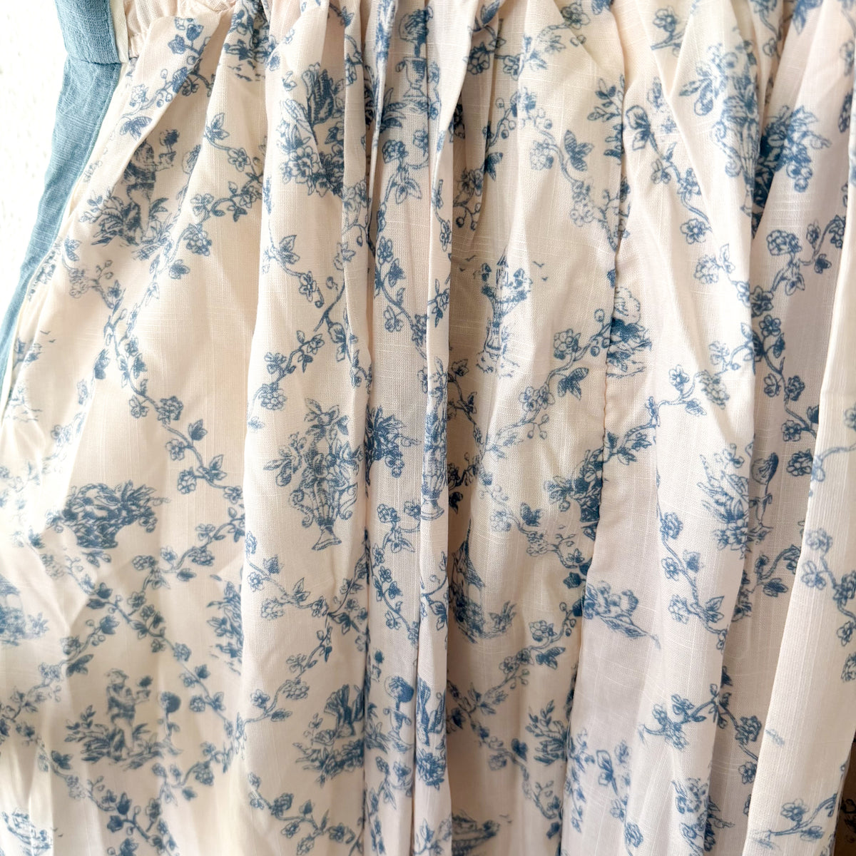 In Loom Blue & Cream Toile Empire Waist Maxi Dress | S