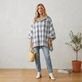 Burberry London Light Blue Plaid Packable Poncho Raincoat | OS