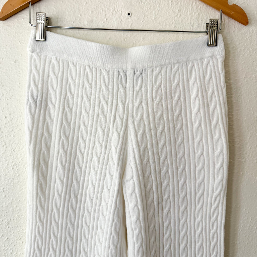 Free Assembly Creamy White Cozy Yarn Cable Knit Wide Leg Sweater Pants | S