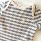 Baby Gap First Favorites Blue Cream Black Textured Short Sleeve Bodysuits Bundle x4 | sz 0-3m