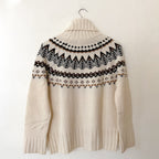 Barbour Mersea Fair Isle Wool Blend Knit Turtleneck Sweater in Aran Cream | 4