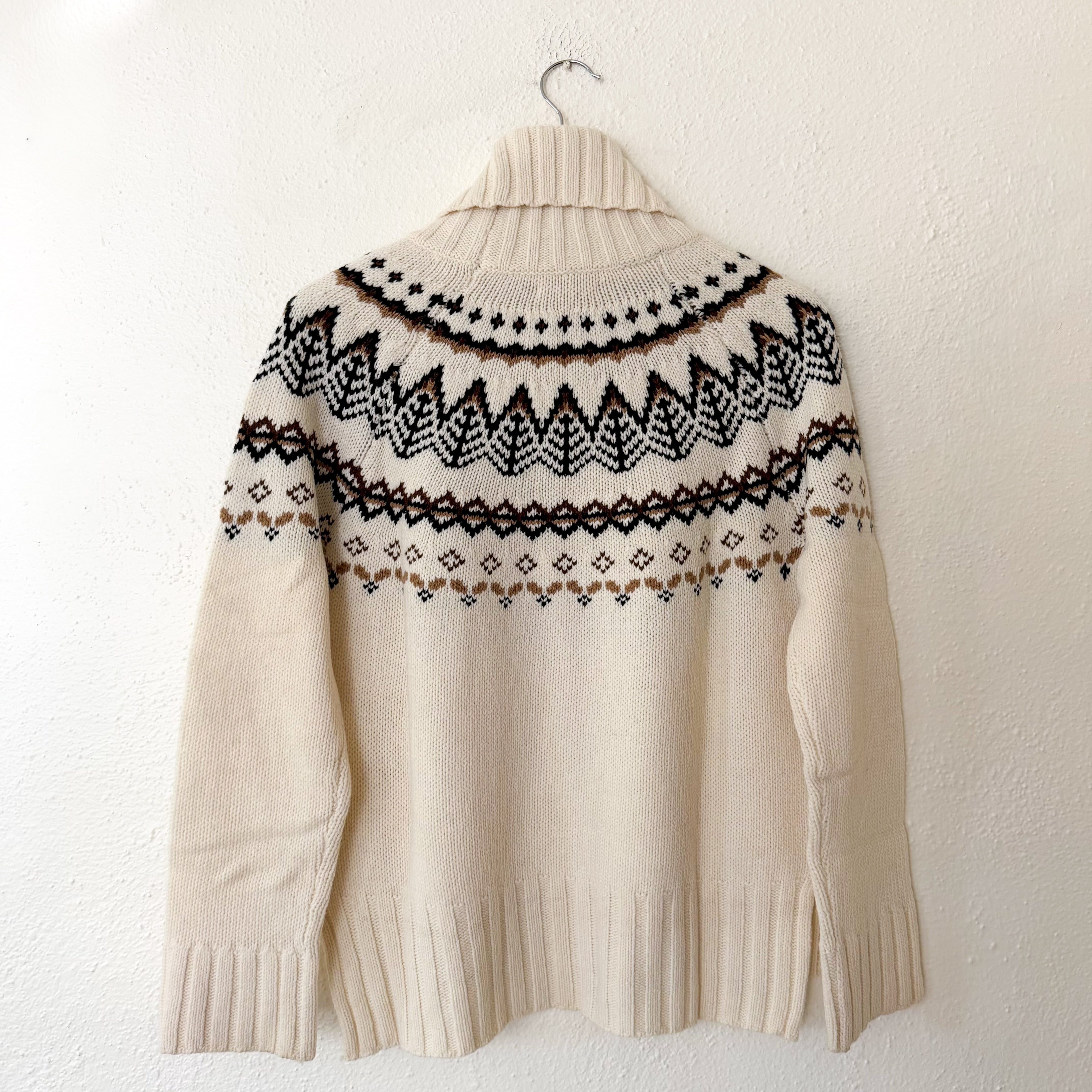 Barbour Mersea Fair Isle Wool Blend Knit Turtleneck Sweater in Aran Cream | 4