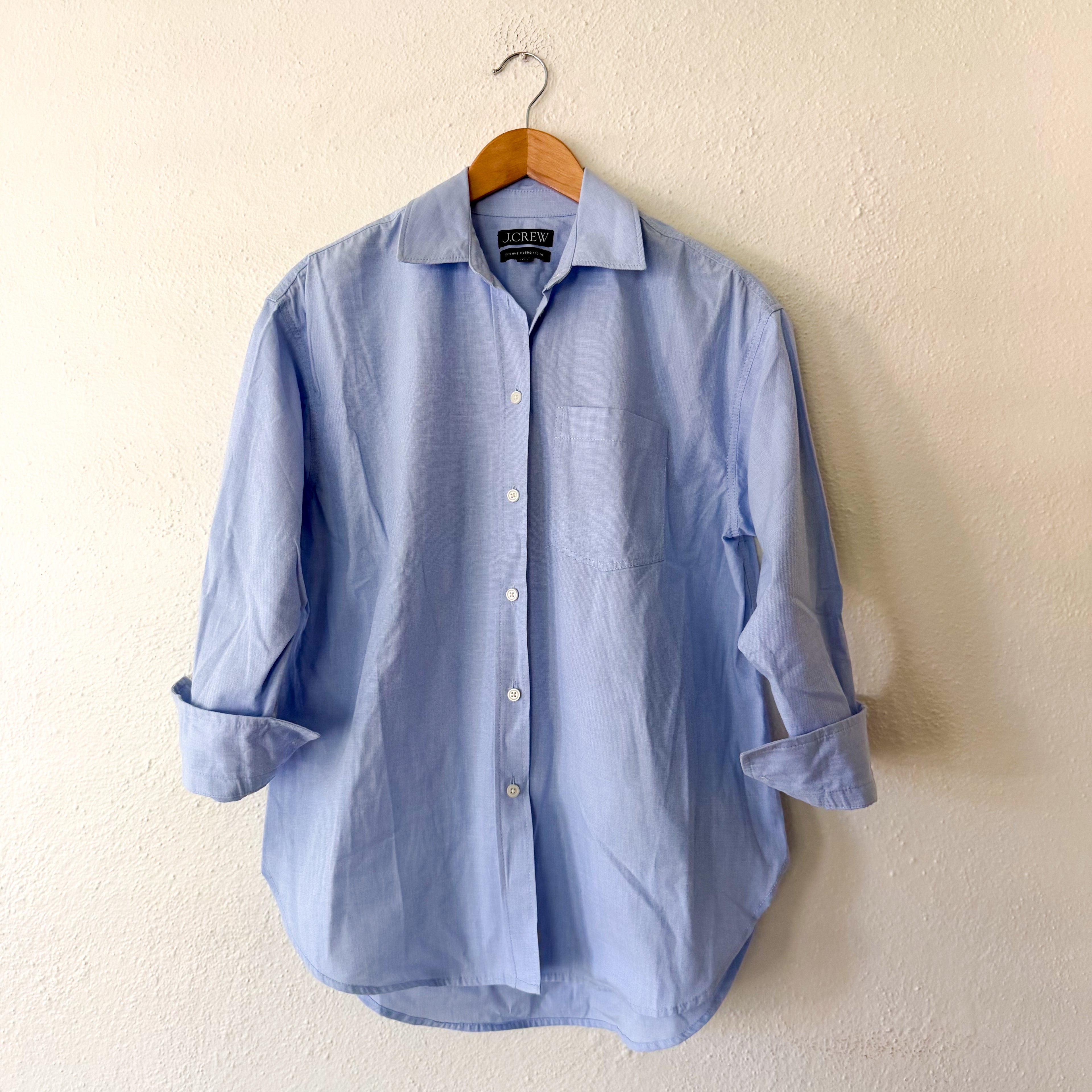 J.Crew Étienne Petite Oversized Button Down Shirt in Blue Oxford | XXSP