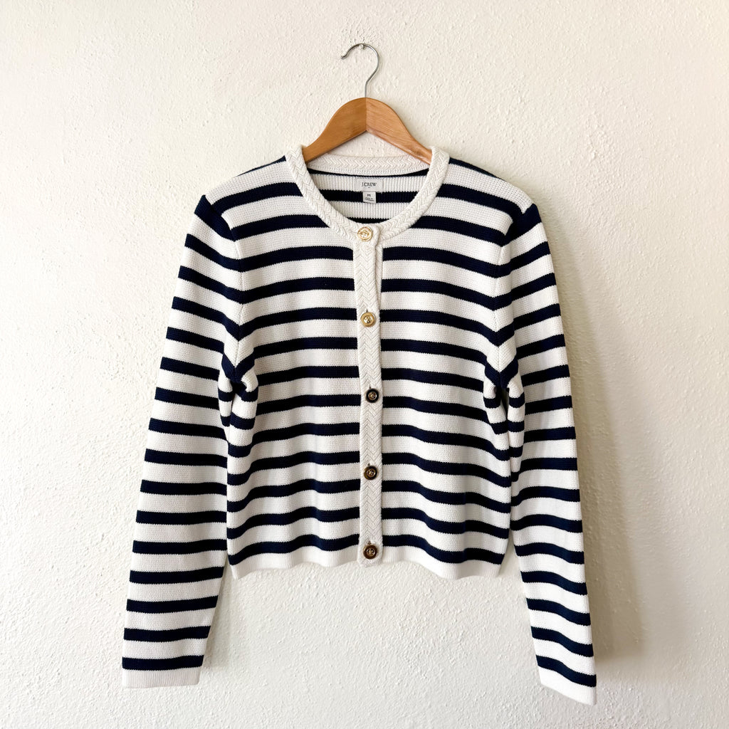 J.Crew Striped Lady Jacket Cardigan in Navy & White | Medium