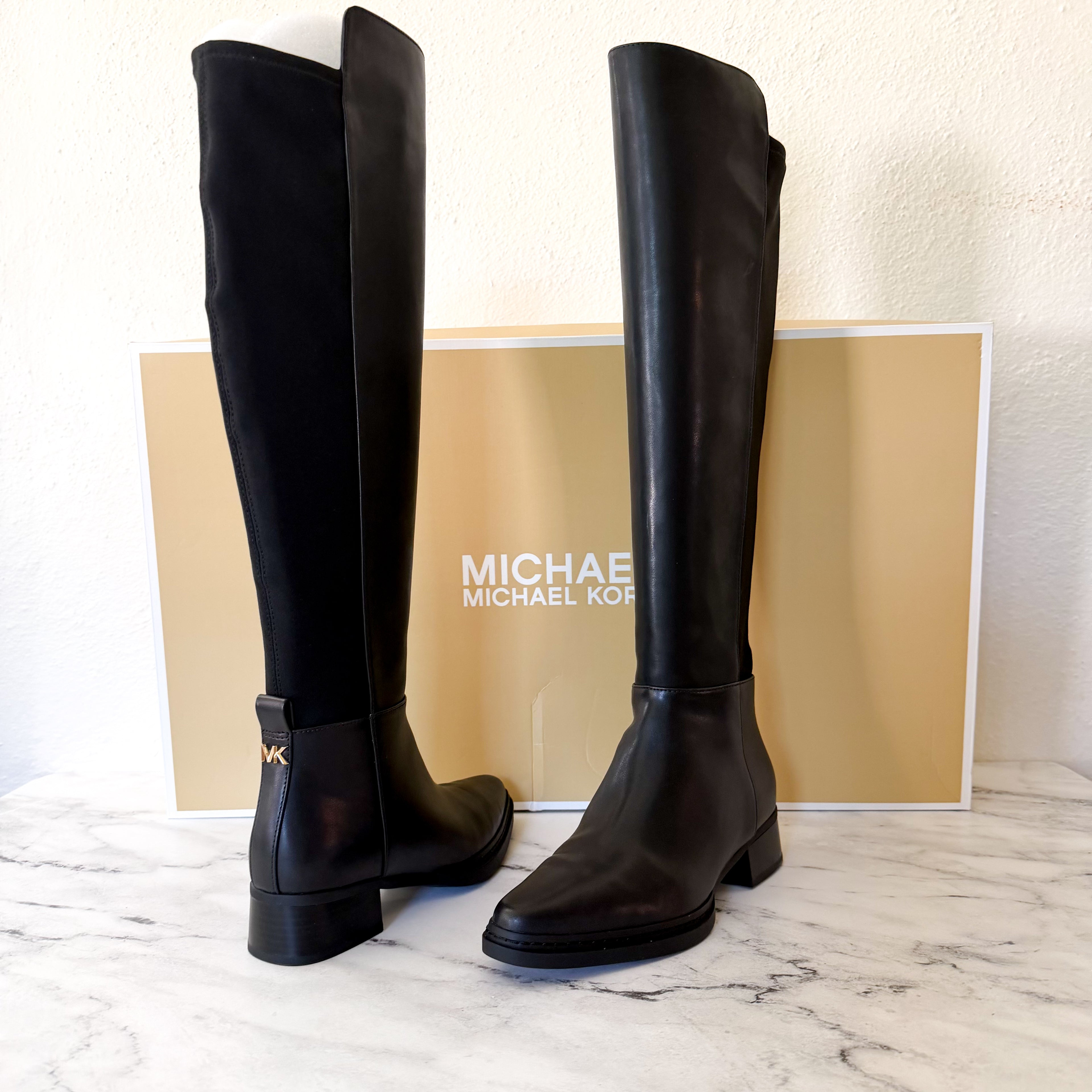 MICHAEL Michael Kors Lex Black Faux Leather Tall Boots | 6.5