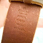 Gucci GG Marmont Brown Faded Leather Antique Brass Wide Belt | XS