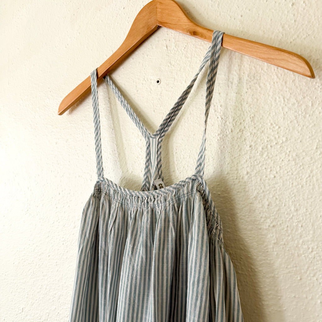 Celandine x Anthropologie Cotton Seersucker French Grey Stripe Summer Mini Dress | XXS