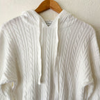 Free Assembly Creamy White Cozy Yarn Cable Knit Hoodie Sweater | XS