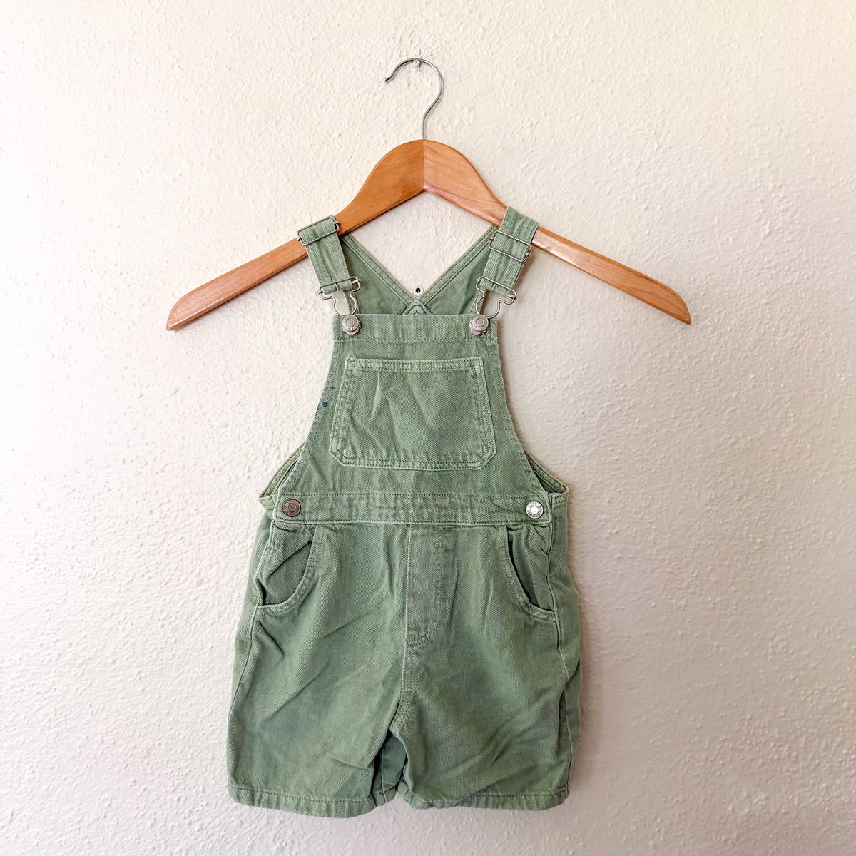 Zara Lightweight Cotton Light Green Shortalls | 12-18m