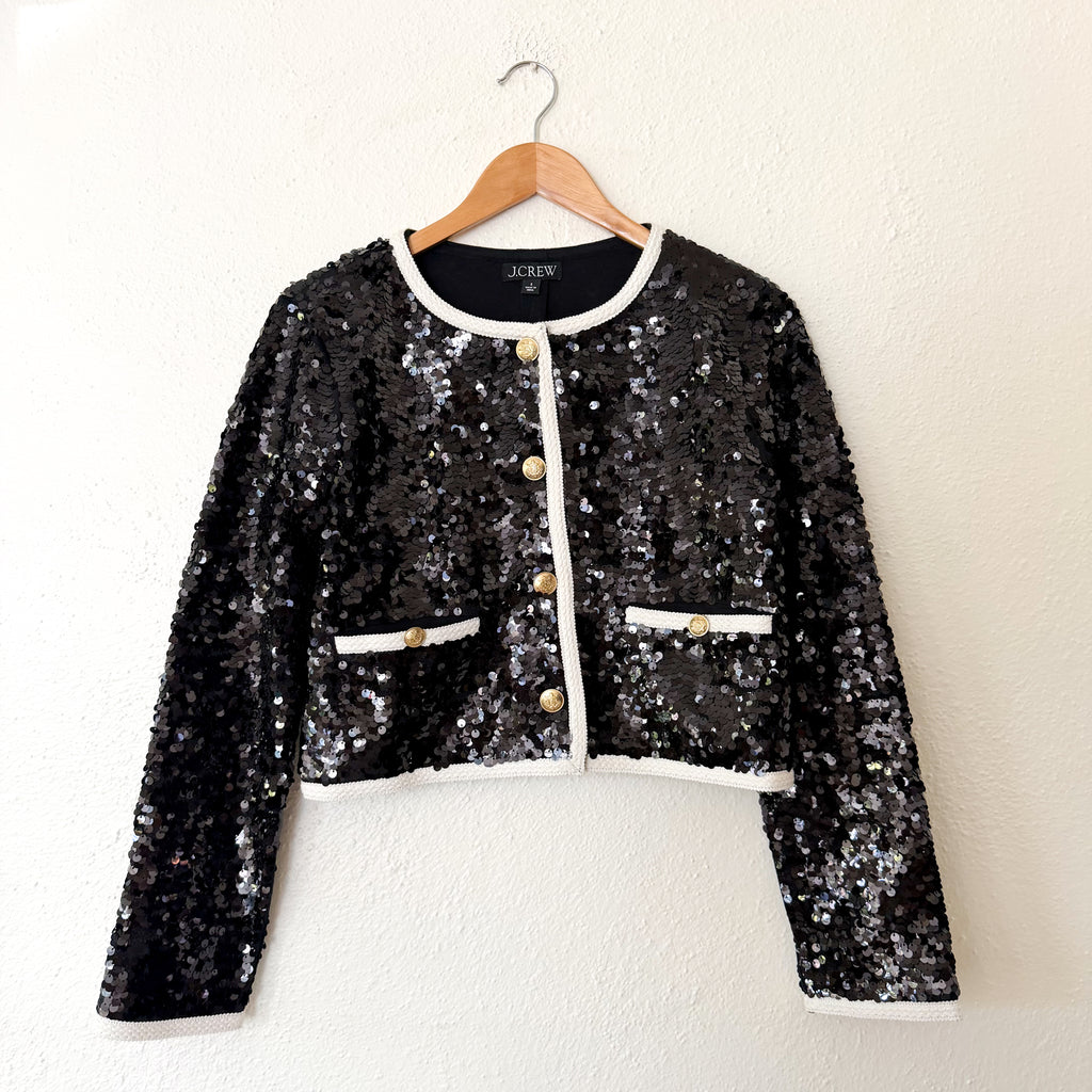 J.Crew Mariner Jersey Black Sequin Lady Jacket | S