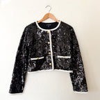 J.Crew Mariner Jersey Black Sequin Lady Jacket | S