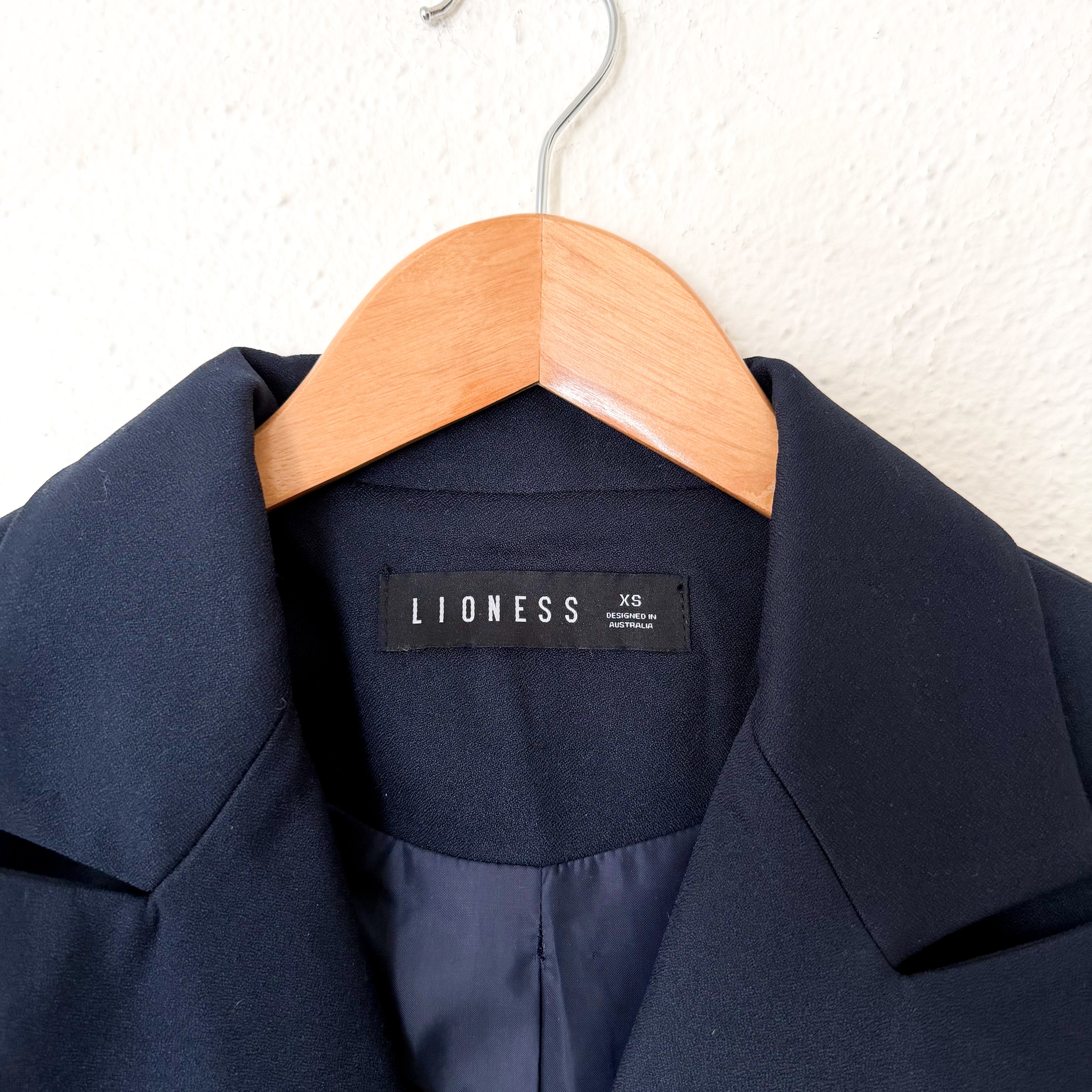 Lioness Navy Blue Double Breasted Blazer Jacket | XS