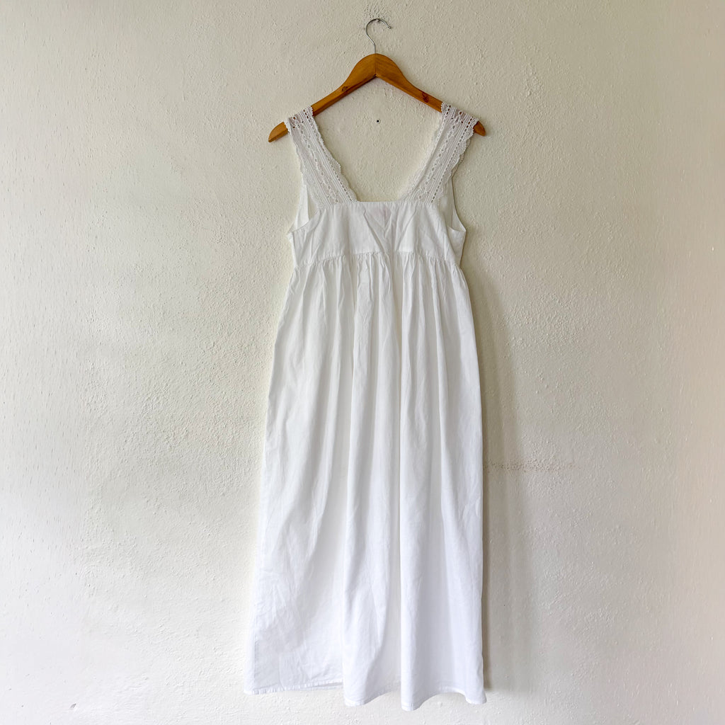 If Only If Nightwear 100% Organic Cotton Lace Bust Midi Nightgown | XS