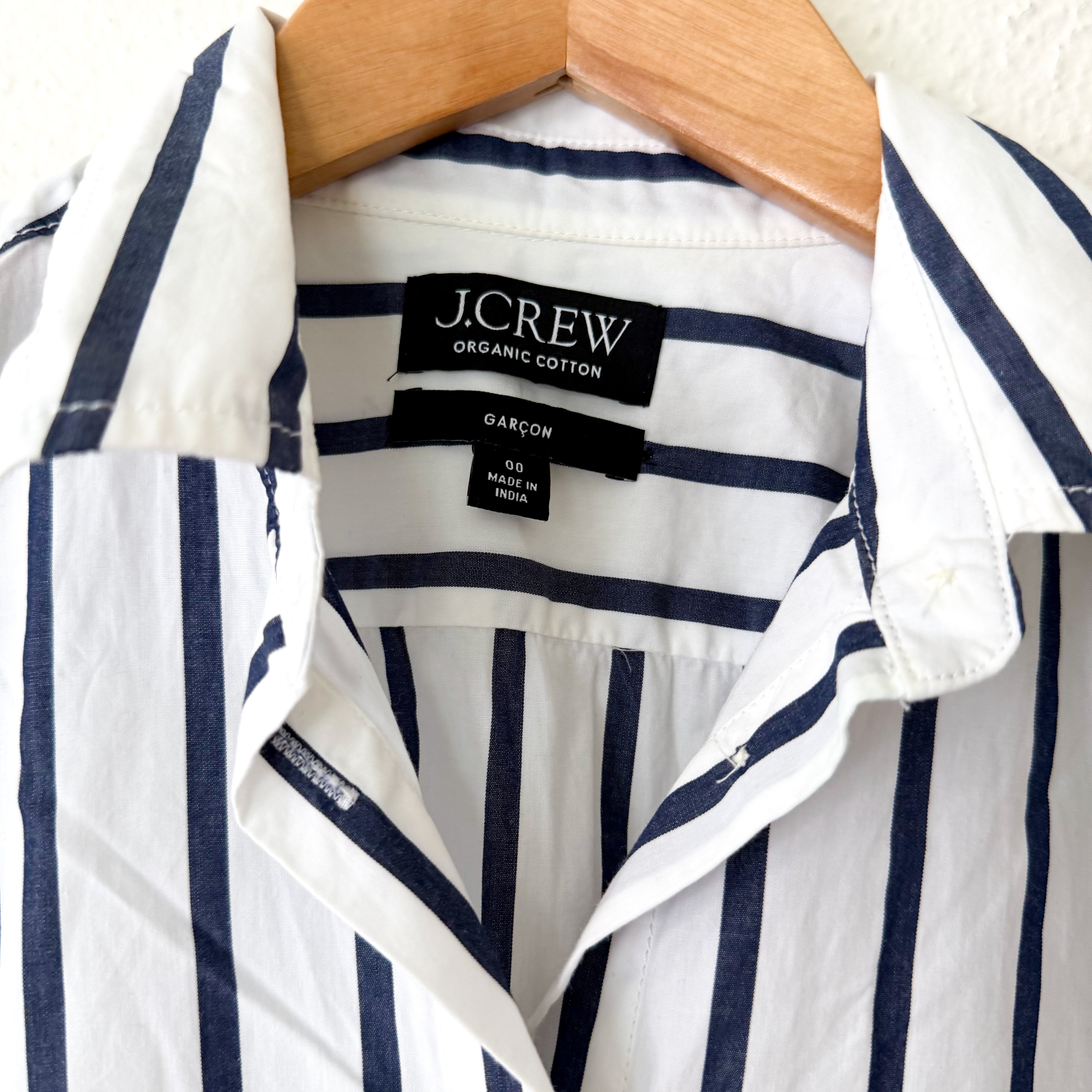 J.Crew Garçon Organic Cotton Button Down Long Sleeve Shirt in Navy Stripe | 00