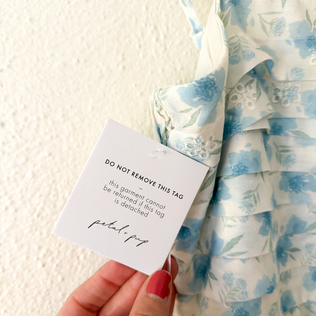 Petal & Pup Blue & White Lisette Strapless Midi Dress | XS