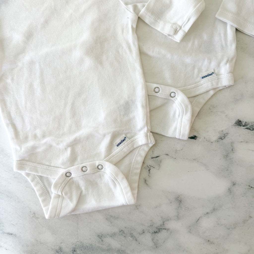 Gerber Basics White Cotton Long Sleeve Bodysuits Bundle x2 | 3-6m