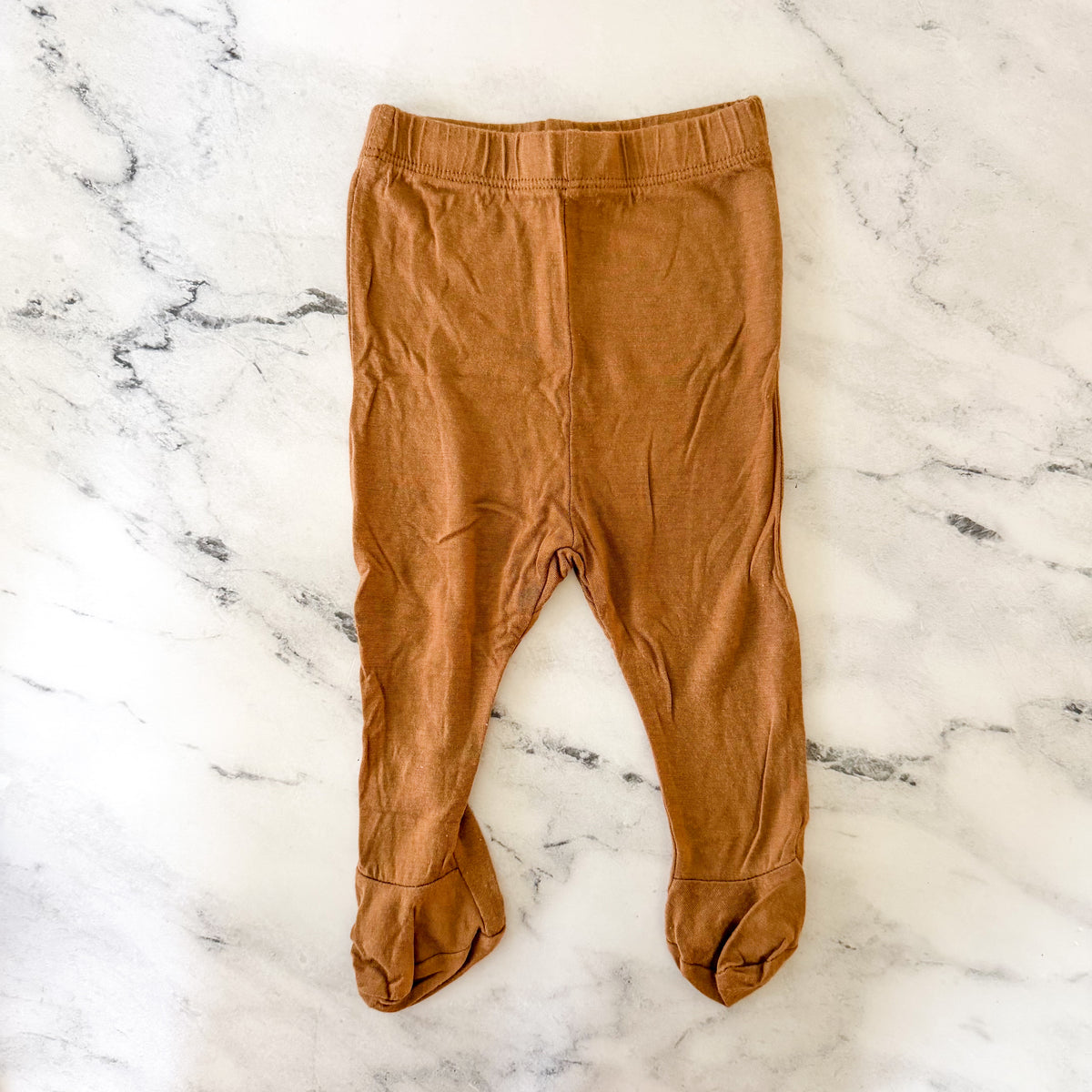 Solly Baby Modal Cacao Brown Long Sleeve T-Shirt + Footed Pants Sleepwear Matching Set | 0-3m