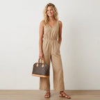 Universal Thread Linen Blend Jumpsuit in Tan | XS