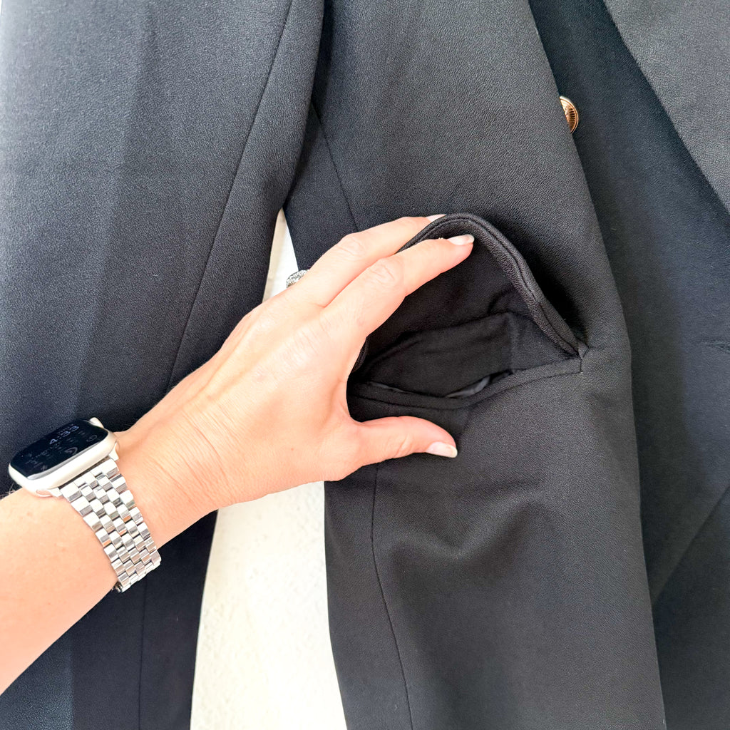 Lioness Black Double Breasted Blazer Jacket | XS