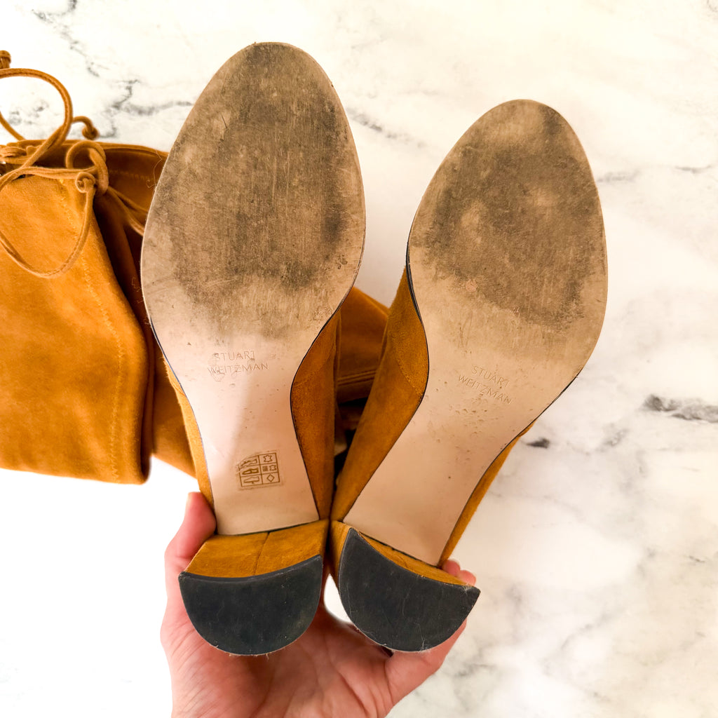 Stuart Weitzman Hiline Over-the-Knee Boots in Nutmeg Suede | 6
