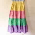 English Factory Pastel Colorblock Tiered Maxi Dress | S