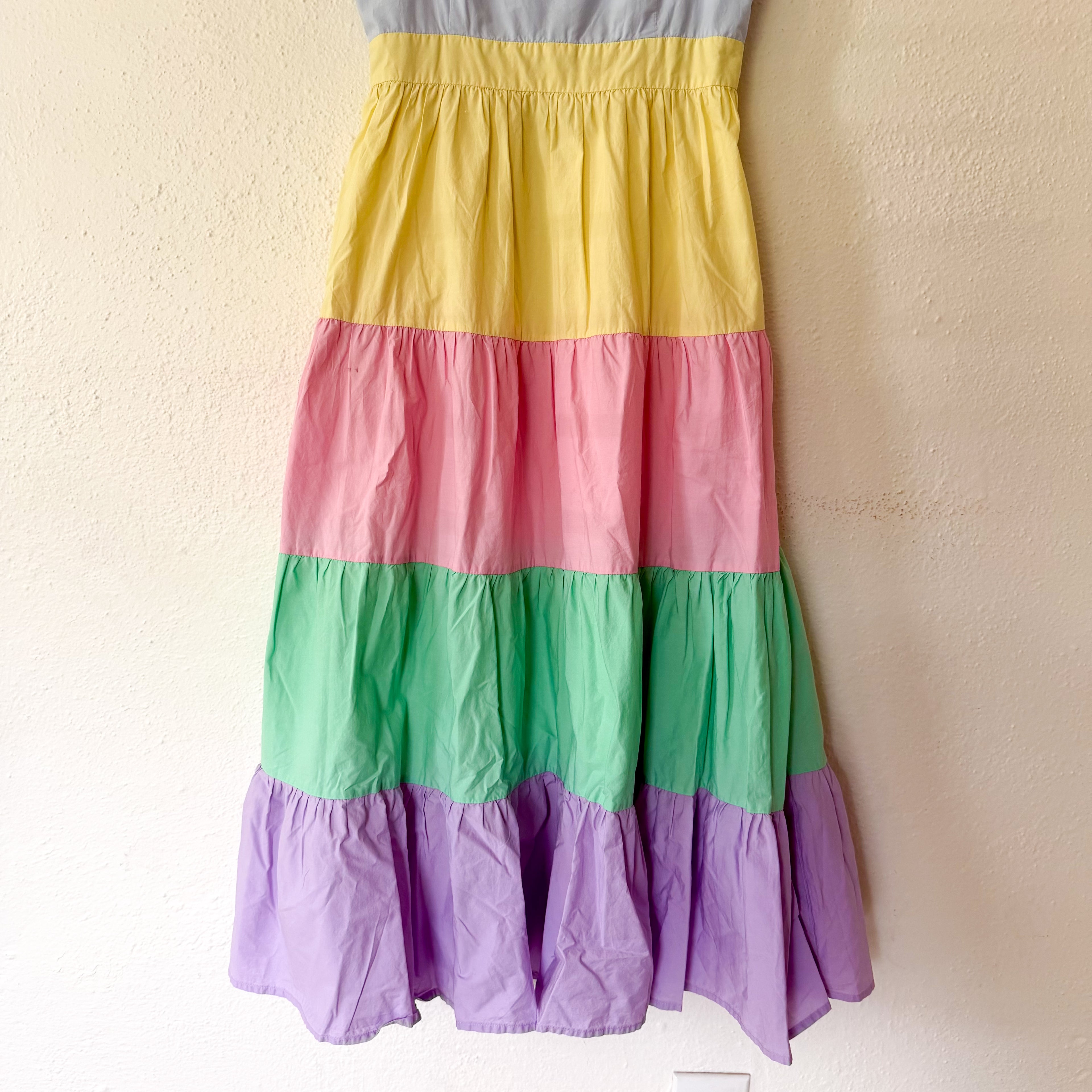 English Factory Pastel Colorblock Tiered Maxi Dress | S