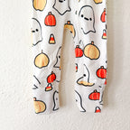 Monica & Andy Halloween Pumpkin Ghosts Organic Fold Over Foot 2-Way Zipper Sleeper | 3-6m