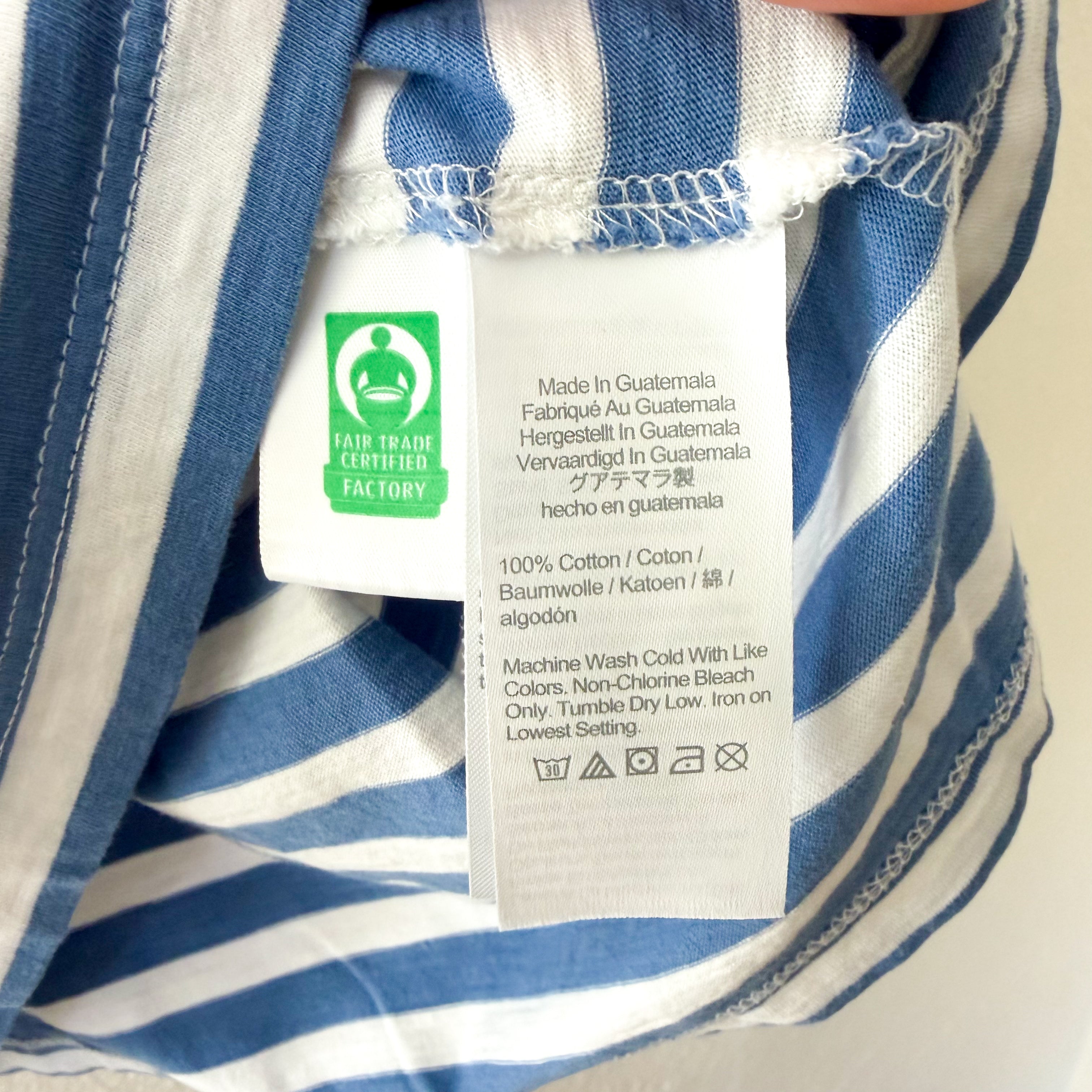 J.Crew Striped Long Sleeve Tee in Sunwashed Sea Blue White | XXS