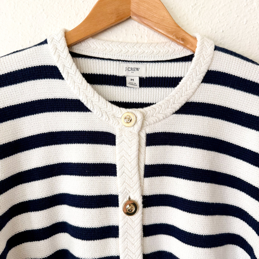 J.Crew Striped Lady Jacket Cardigan in Navy & White | Medium