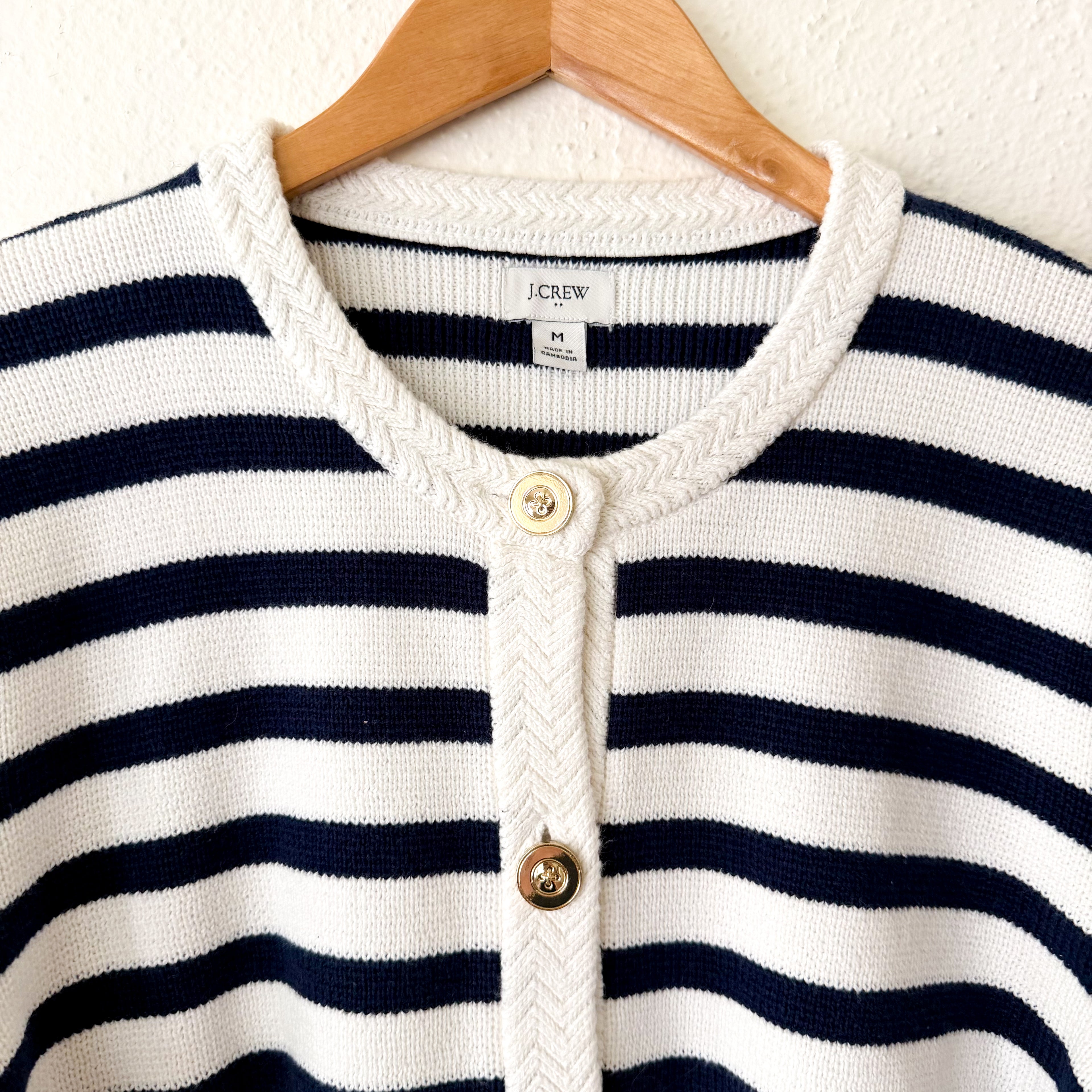 J.Crew Striped Lady Jacket Cardigan in Navy & White | Medium