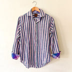 Taylorbyrd 100% Cotton Oversized Purple Striped Button Down Shirt | S